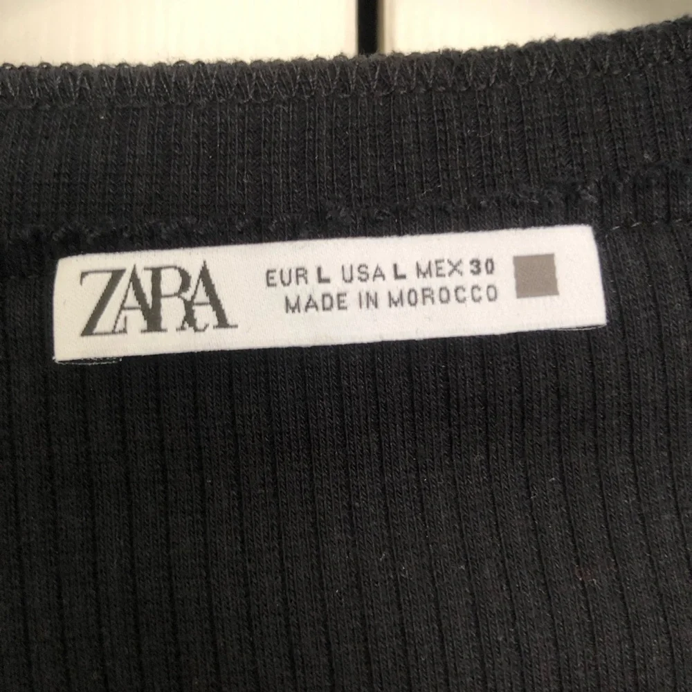 Black Zara Ribbed Wrap Long Sleeve Crop Top Size L